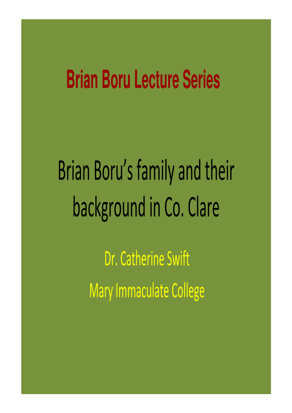 Brian Boru's Family and Their Background in Co. Clare
