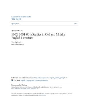 Studies in Old and Middle English Literature Timothy Shonk Eastern Illinois University