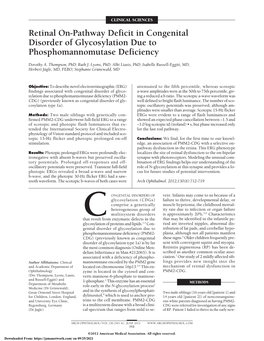 Congenital Disorder of Glycosylation Due to Phosphomannomutase Deficiency