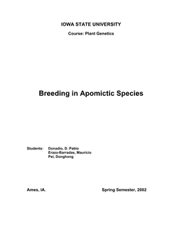 Breeding in Apomictic Species