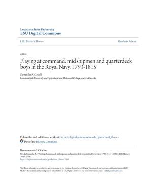 Midshipmen and Quarterdeck Boys in the Royal Navy, 1793-1815 Samantha A