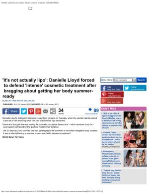 Danielle Lloyd Forced to Defend 'Intense' Cosmetic Treatment | Daily Mail Online