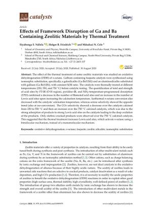 Effects of Framework Disruption of Ga and Ba Containing Zeolitic