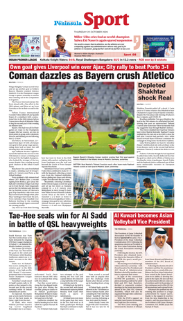 Coman Dazzles As Bayern Crush Atletico REUTERS – MUNICH