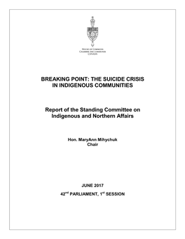 Breaking Point: the Suicide Crisis in Indigenous Communities