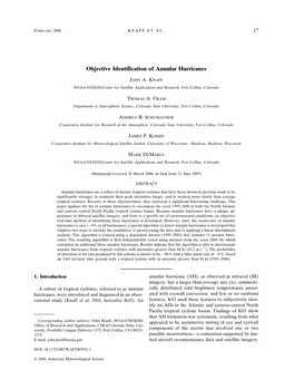 Objective Identification of Annular Hurricanes