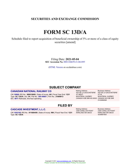 CANADIAN NATIONAL RAILWAY CO Form SC 13D