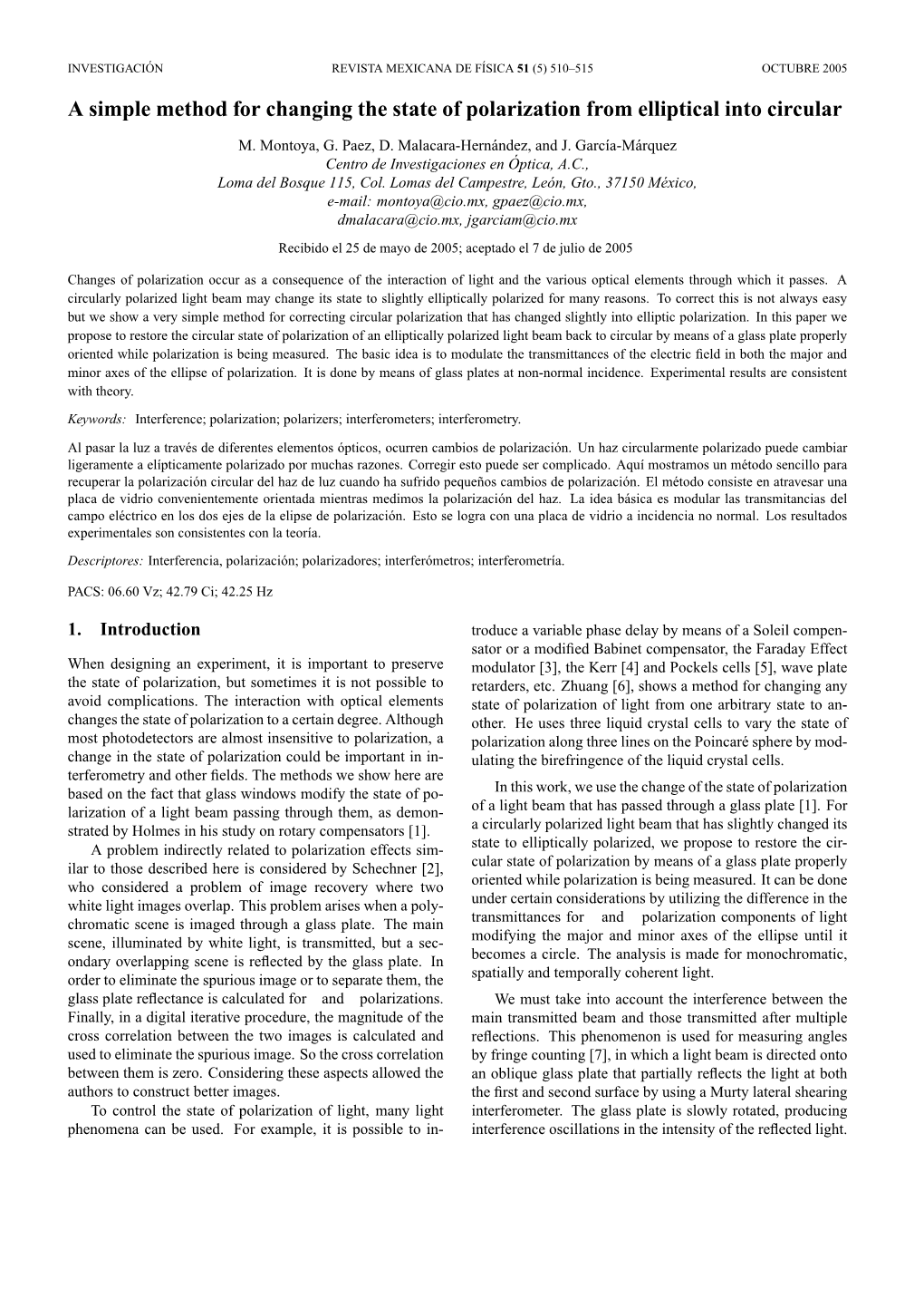 A Simple Method for Changing the State of Polarization from Elliptical Into Circular