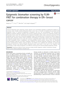 Epigenetic Biomarker Screening by FLIM-FRET for Combination Therapy in ER+ Breast Cancer