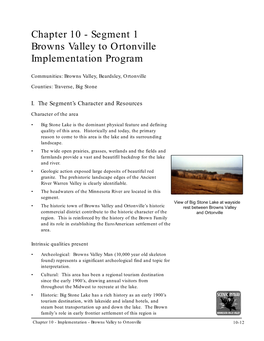 Chapter 10 - Segment 1 Browns Valley to Ortonville Implementation Program