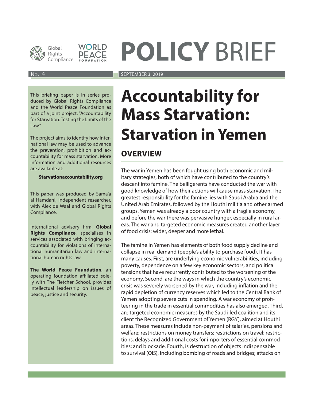Yemen National Law May Be Used to Advance the Prevention, Prohibition and Ac- Countability for Mass Starvation