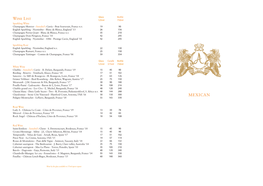 MEXICAN Wine List