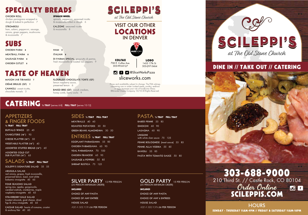 SUBS Order Online SCILEPPIS.COM LOCATIONS TASTE of HEAVEN