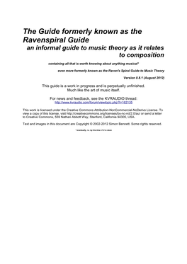 Ravenspiral Guide an Informal Guide to Music Theory As It Relates to Composition