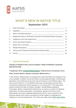 What's New in Native Title September 2015