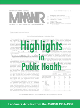 Highlights in Public Health Landmark Articles from the MMWR 1961–1996