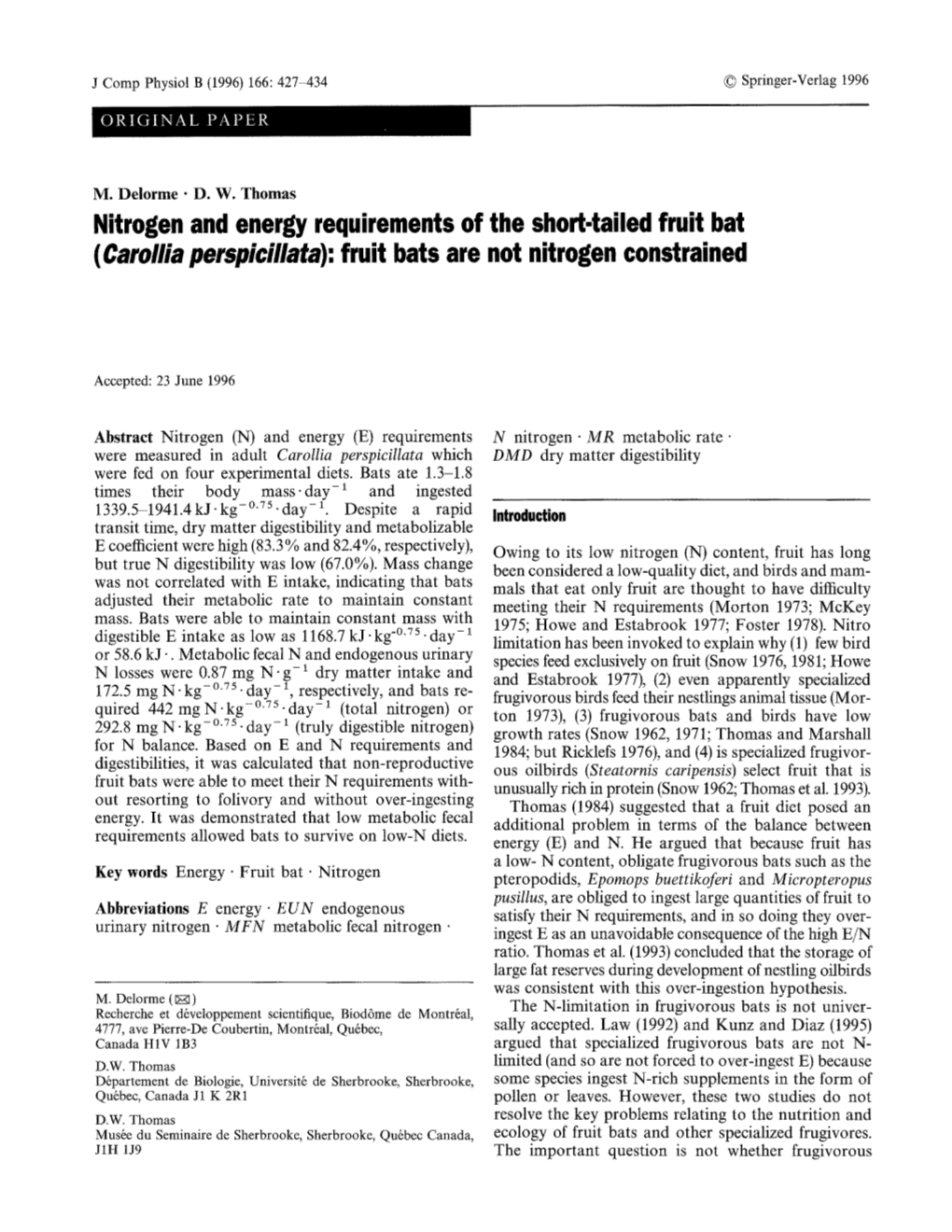 Nitrogen and Energy Requirements of Fruit