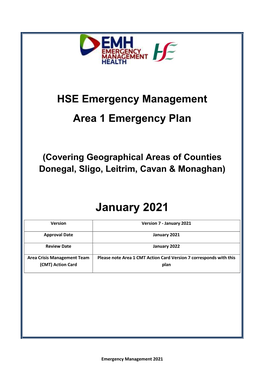 HSE Emergency Management Area 1 Emergency Plan