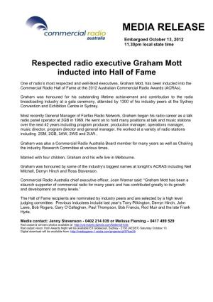 Commercial Radio Hall of Fame at the 2012 Australian Commercial Radio Awards (Acras)