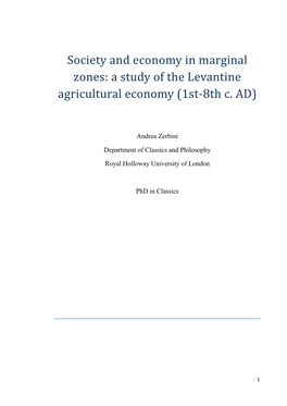 A Study of the Levantine Agricultural Economy (1St-8Th C. AD)