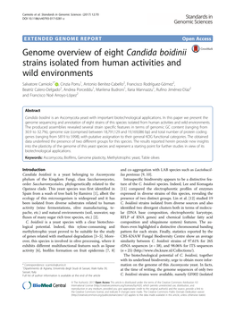 Genome Overview of Eight Candida Boidinii Strains Isolated from Human