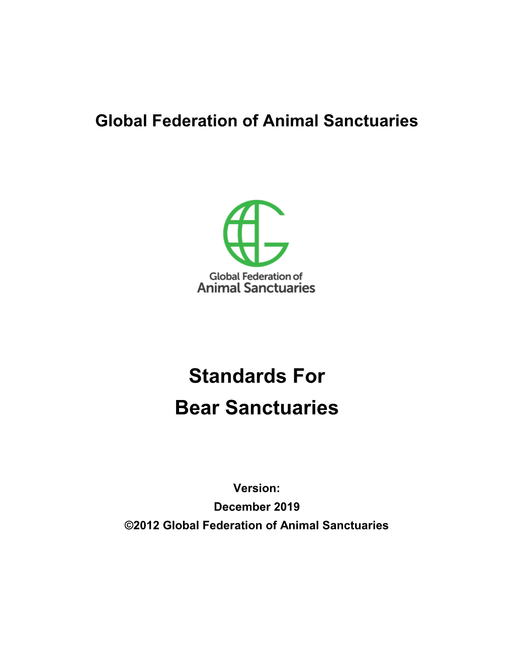 Standards for Bear Sanctuaries