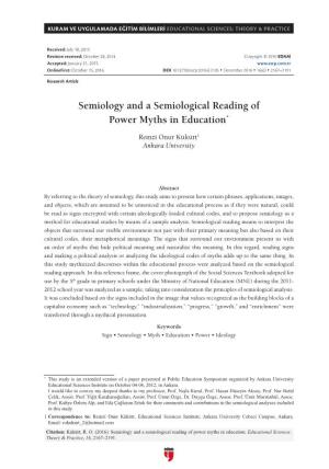 Semiology and a Semiological Reading of Power Myths in Education*