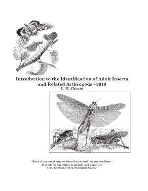 Introduction to the Identification of Adult Insects and Related Arthropods - 2010 P