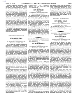 CONGRESSIONAL RECORD— Extensions of Remarks E445 HON