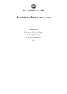 Reproductive Isolation at Contact Zones