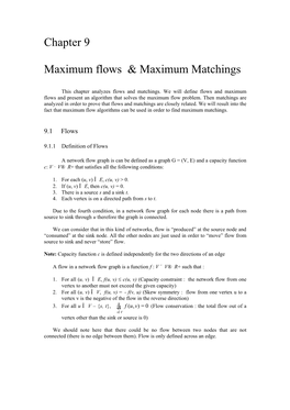 Chapter 9 Maximum Flows & Maximum Matchings