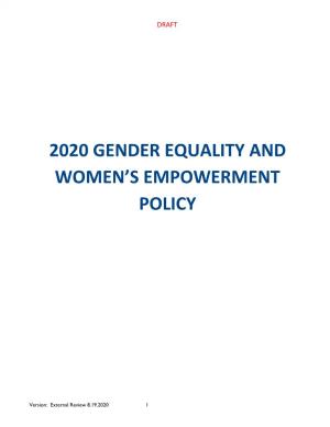 2020 Gender Equality and Women's Empowerment Policy