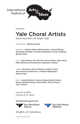 Yale Choral Artists Rachmaninoff’S All-Night Vigil