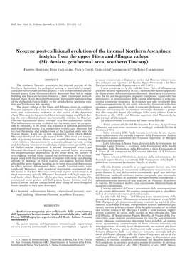 Neogene Post-Collisional Evolution of the Internal Northern Apennines: Insights from the Upper Fiora and Albegna Valleys (Mt. Am