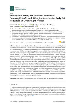 Efficacy and Safety of Combined Extracts of Cornus Officinalis and Ribes Fasciculatum for Body Fat Reduction in Overweight Women