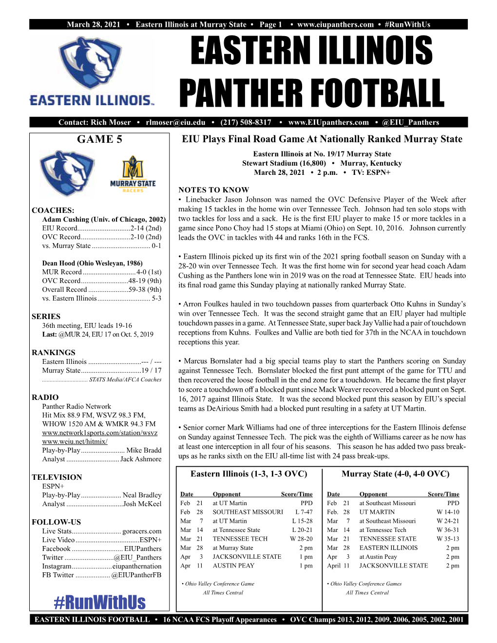 Eastern Illinois Panther Football