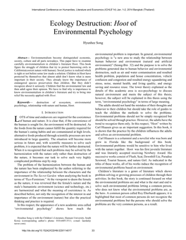 Hoot of Environmental Psychology