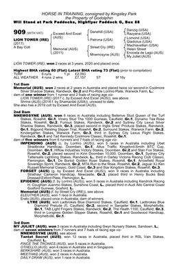 HORSE in TRAINING, Consigned by Kingsley Park the Property of Godolphin Will Stand at Park Paddocks, Highflyer Paddock G, Box 88