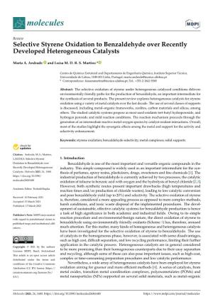Selective Styrene Oxidation to Benzaldehyde Over Recently Developed Heterogeneous Catalysts