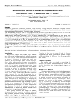 Histopathological Spectrum of Pediatric Skin Biopsies in a Rural Setup