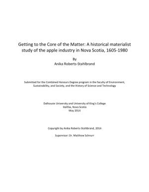 Getting to the Core of the Matter: a Historical Materialist Study of the Apple Industry in Nova Scotia, 1605-1980