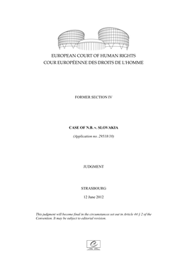 FORMER SECTION IV CASE of N.B. V. SLOVAKIA (Application No