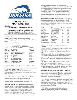 Hofstra Football, 2006