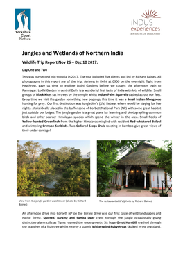 Jungles and Wetlands of Northern India Wildlife Trip Report Nov 26 – Dec 10 2017