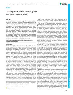 Development of the Thyroid Gland Mikael Nilsson1,* and Henrik Fagman1,2