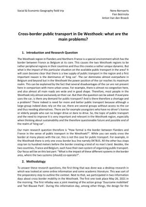 Cross-Border Public Transport in De Westhoek: What Are the Main Problems?