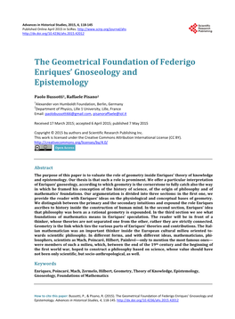 The Geometrical Foundation of Federigo Enriques' Gnoseology