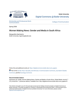 Gender and Media in South Africa