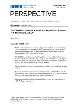 2020/83 the Covid-19 Pandemic Complicates Japan-China Relations
