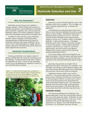 Herbicide Selection and Use 3 Plantscien Ce.Psu.Edu/Wildland
